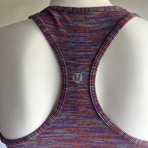 New Lululemon Orange Pink Blue Striped Top size S - Picture 9 of 10